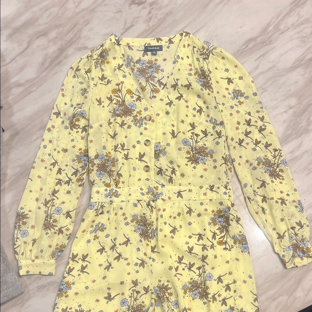 ModCloth Dragonfly & Floral Yellow Romper